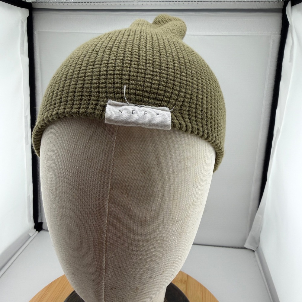Neff Beanie Olive Green Waffle Knit Cotton Slouchy Skull Cap Hat